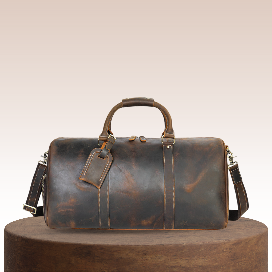 Rhett Zip-Top Travel Leather Duffel