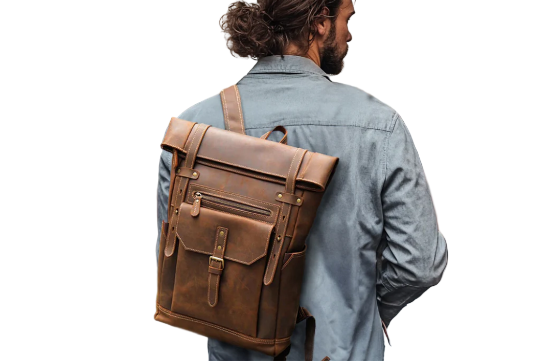 Stephen Roll-Top Leather Backpack