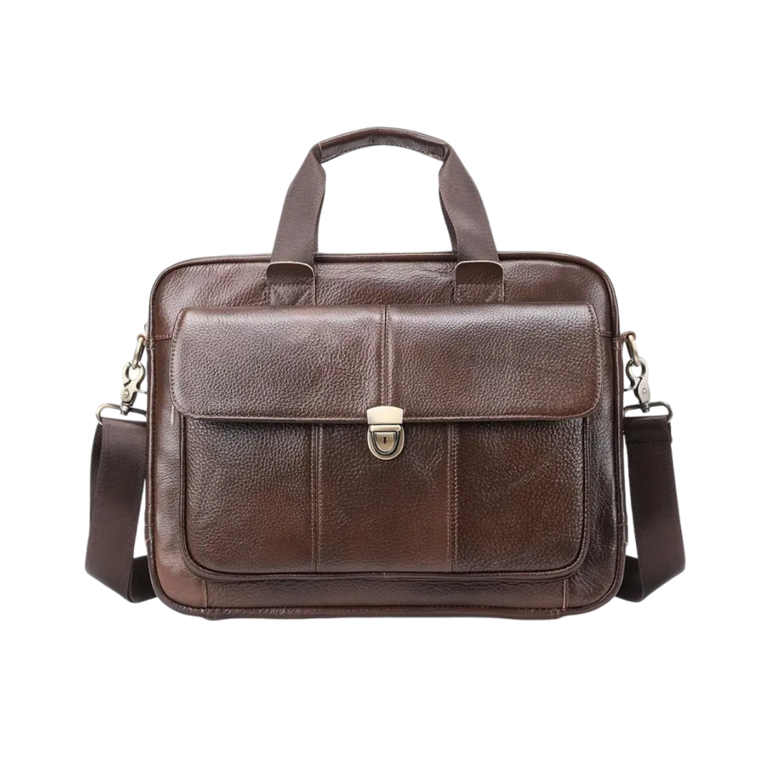 Wyatt Lock-Flap Leather Briefcase
