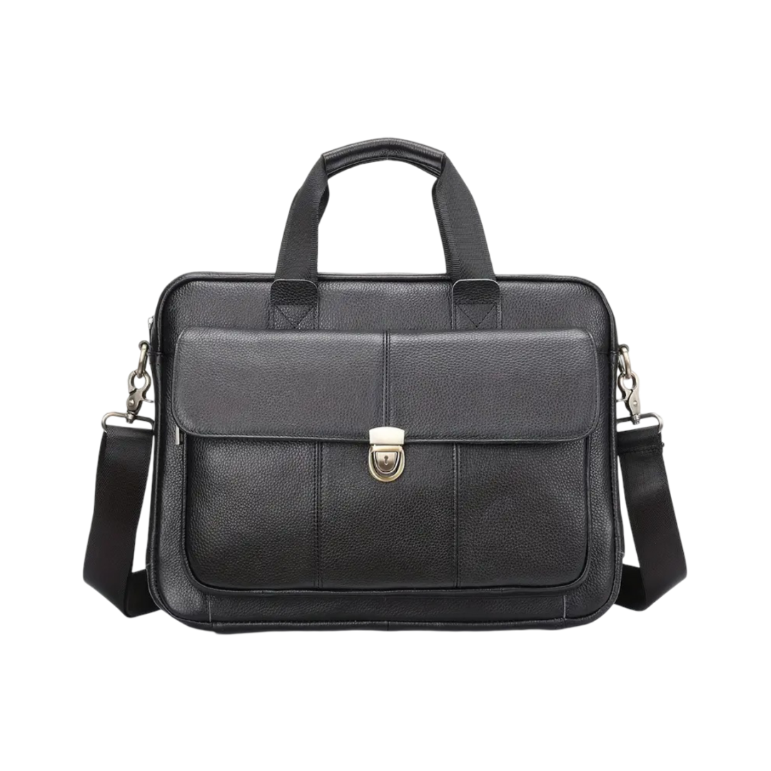 Wyatt Lock-Flap Leather Briefcase