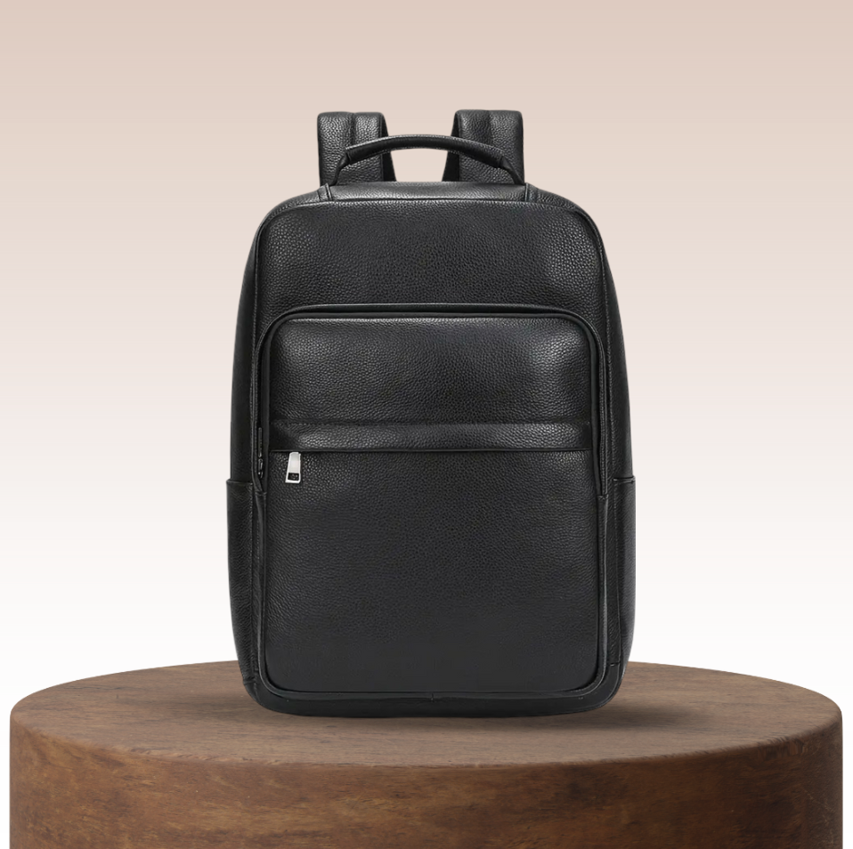 Everett Zip Leather Laptop Backpack