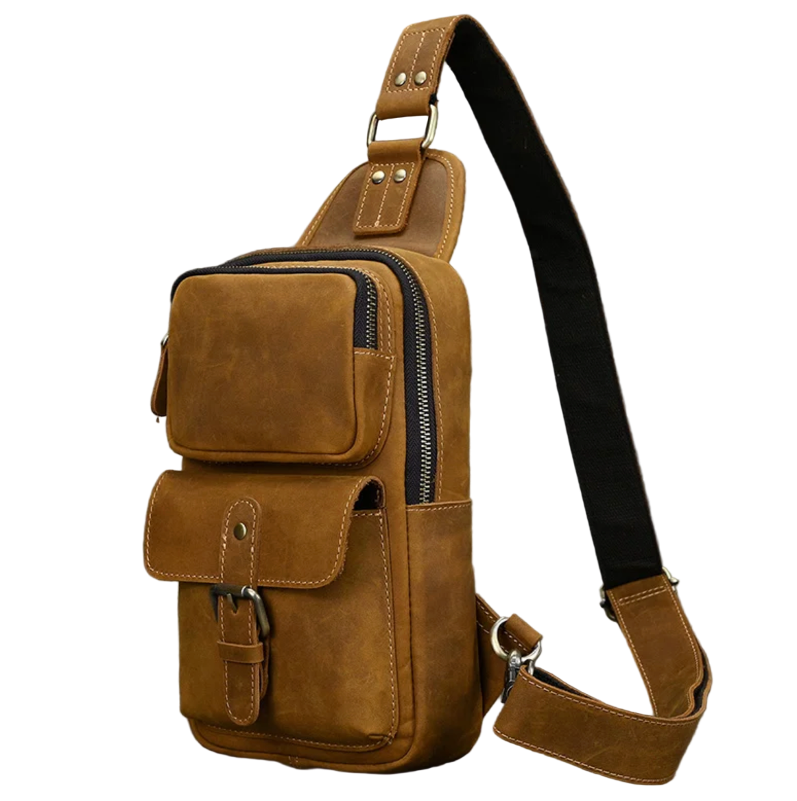 Luis Multi-Pocket Leather Crossbody