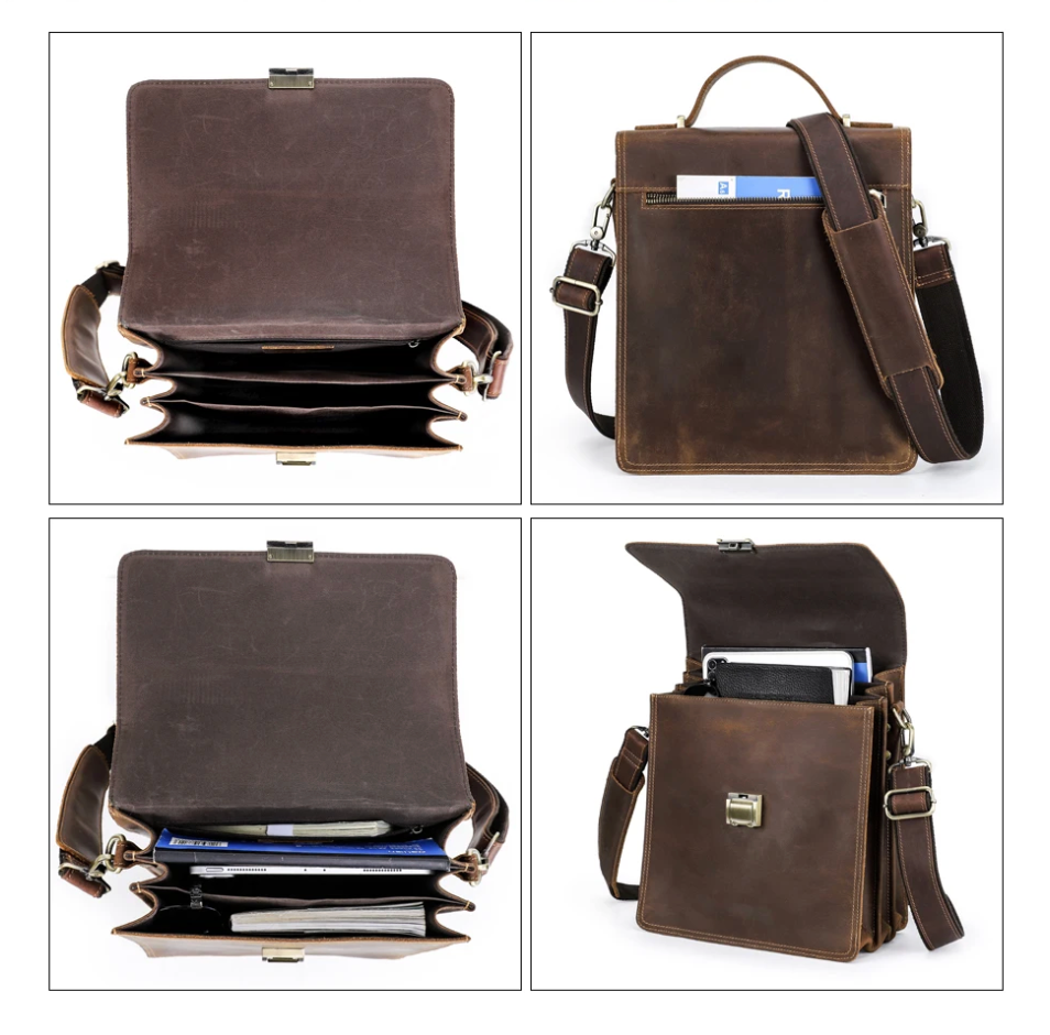 Bancroft Lock-Closure Leather Crossbody