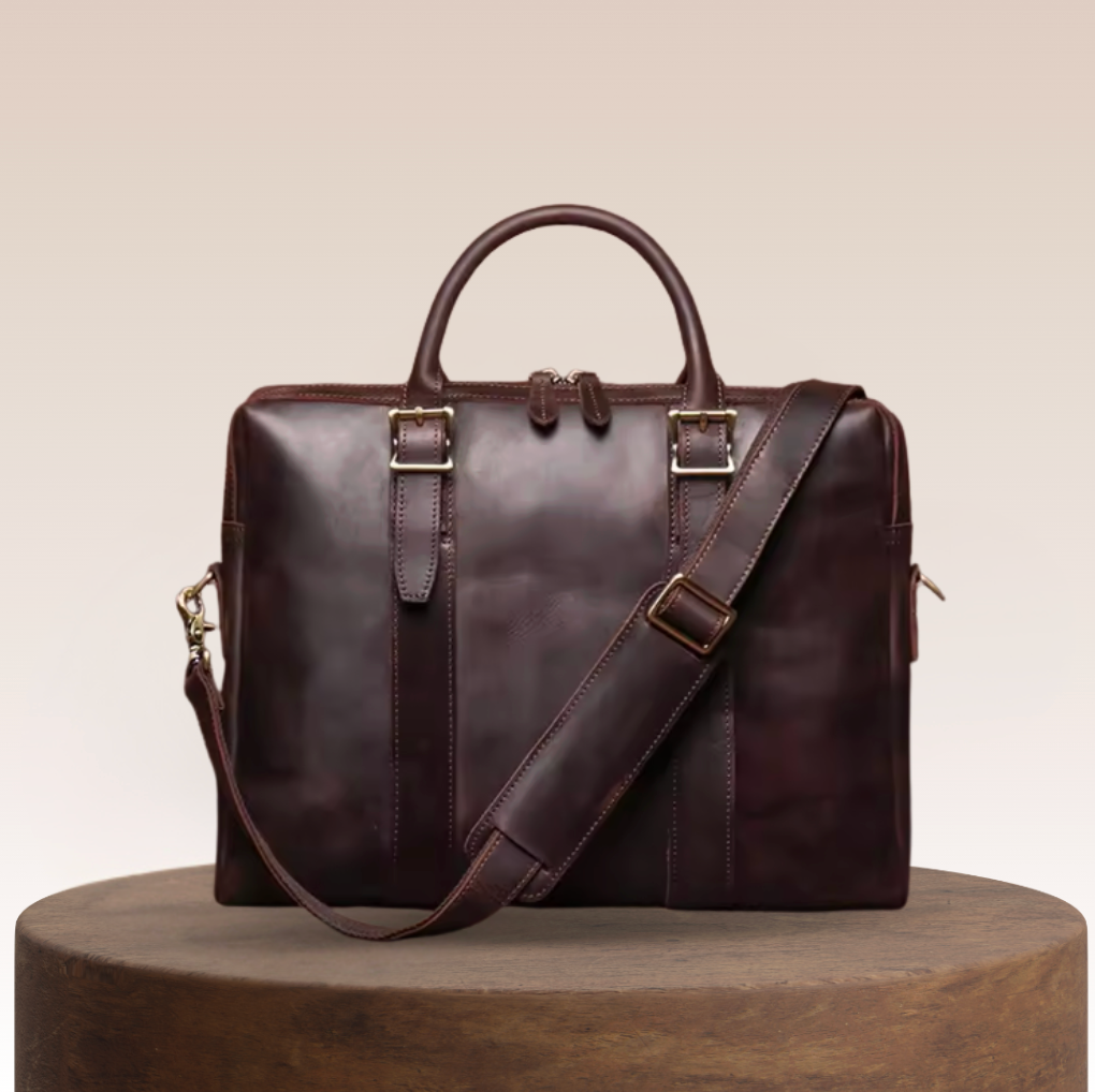 Thornton Wide-Opening Leather Briefcase