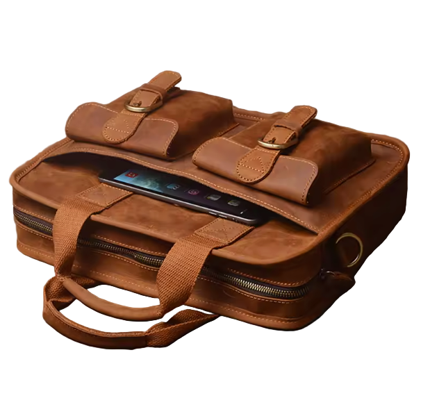 Grayson Twin-Pocket Leather Briefcase