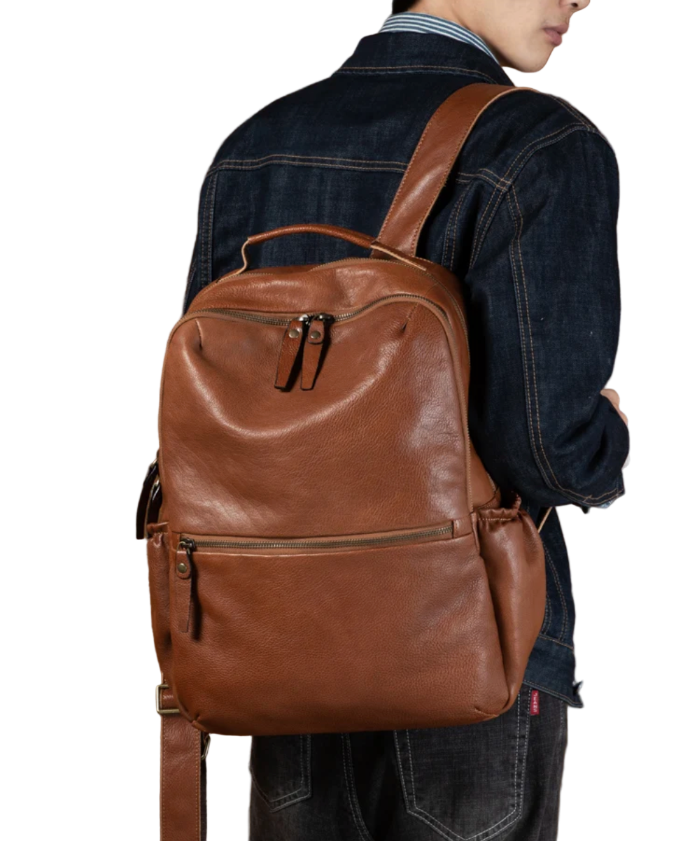 Marshall Front-Zip Leather Daypack