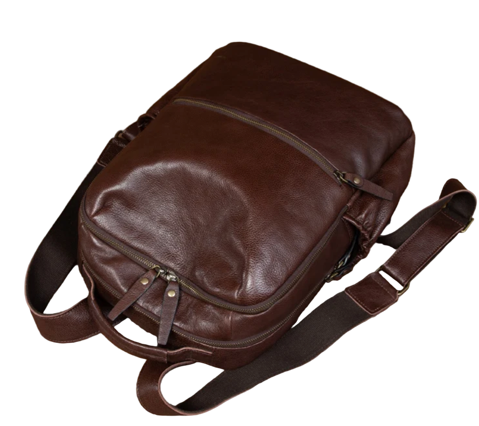 Marshall Front-Zip Leather Daypack