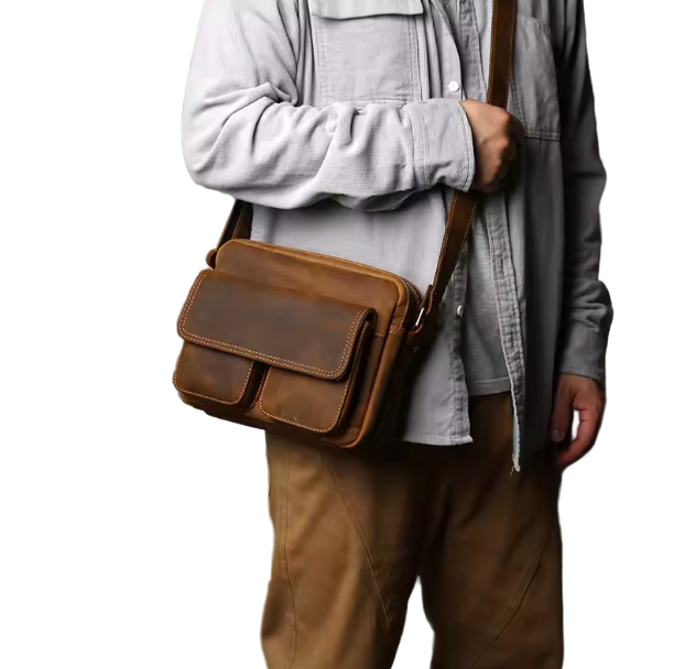 Harrison Flap-Front Leather Messenger