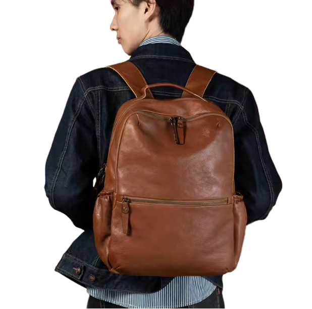 Marshall Front-Zip Leather Daypack