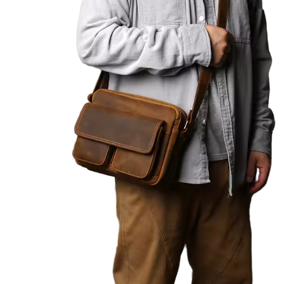 Milton Twin-Pouch Leather Crossbody