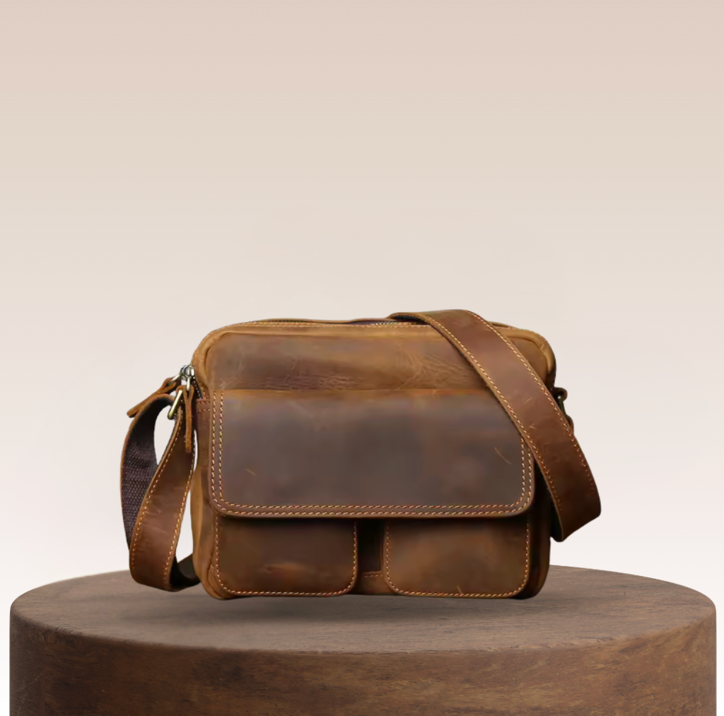 Milton Twin-Pouch Leather Crossbody