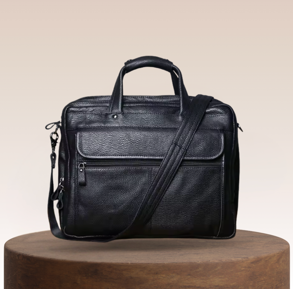 Ellington Triple-Compartment Leather Briefcase