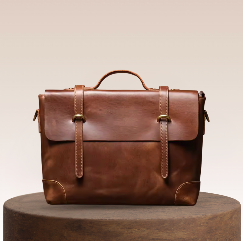 Ashford Twin-Buckle Leather Briefcase