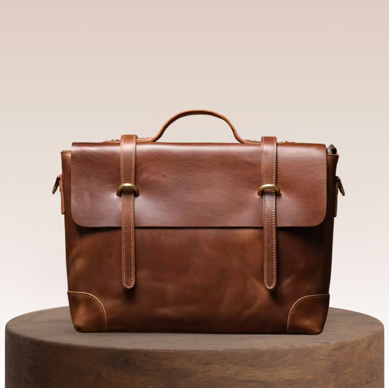 Ashford Twin-Buckle Leather Briefcase