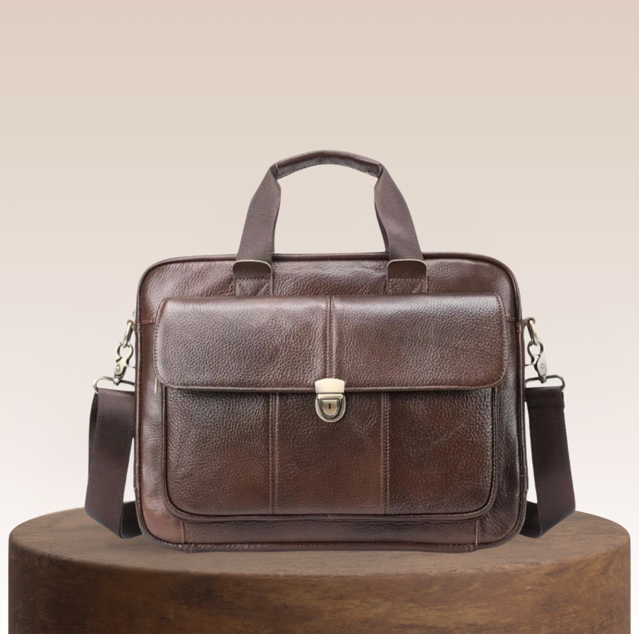 Wyatt Lock-Flap Leather Briefcase