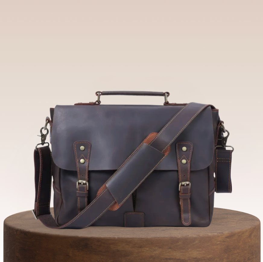 Beau Double Buckle Leather Messenger