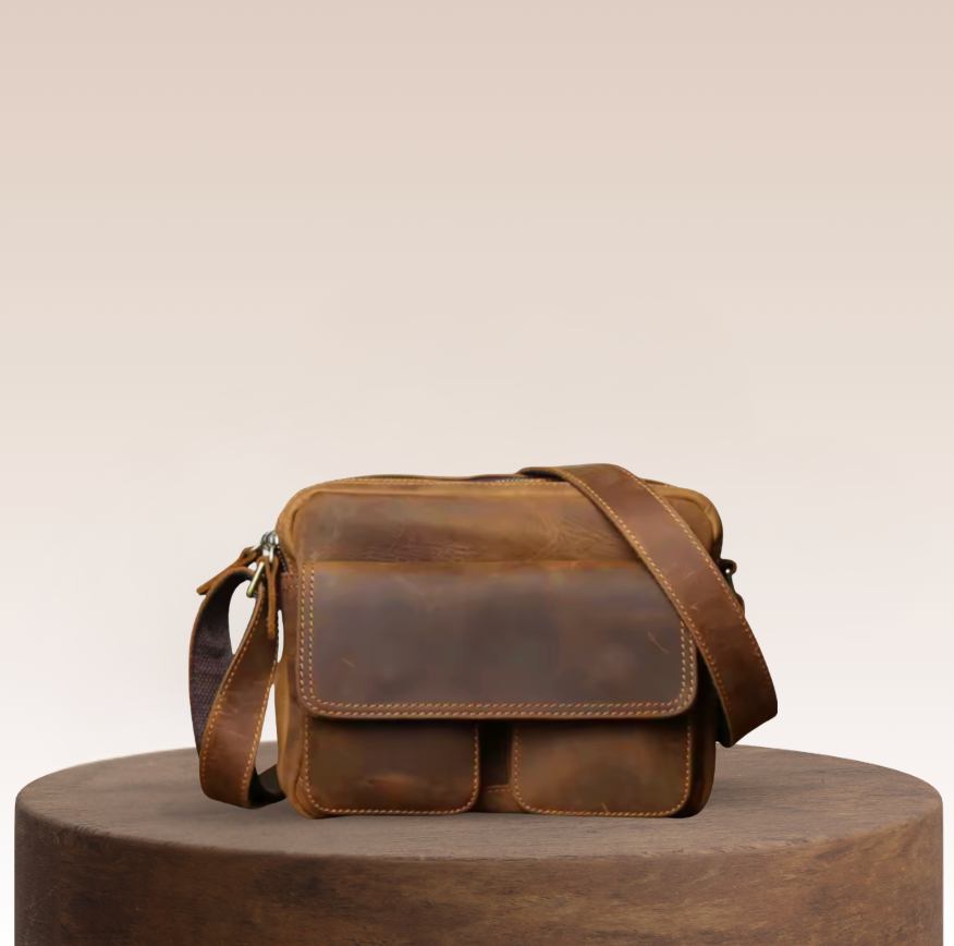 Milton Twin-Pouch Leather Crossbody