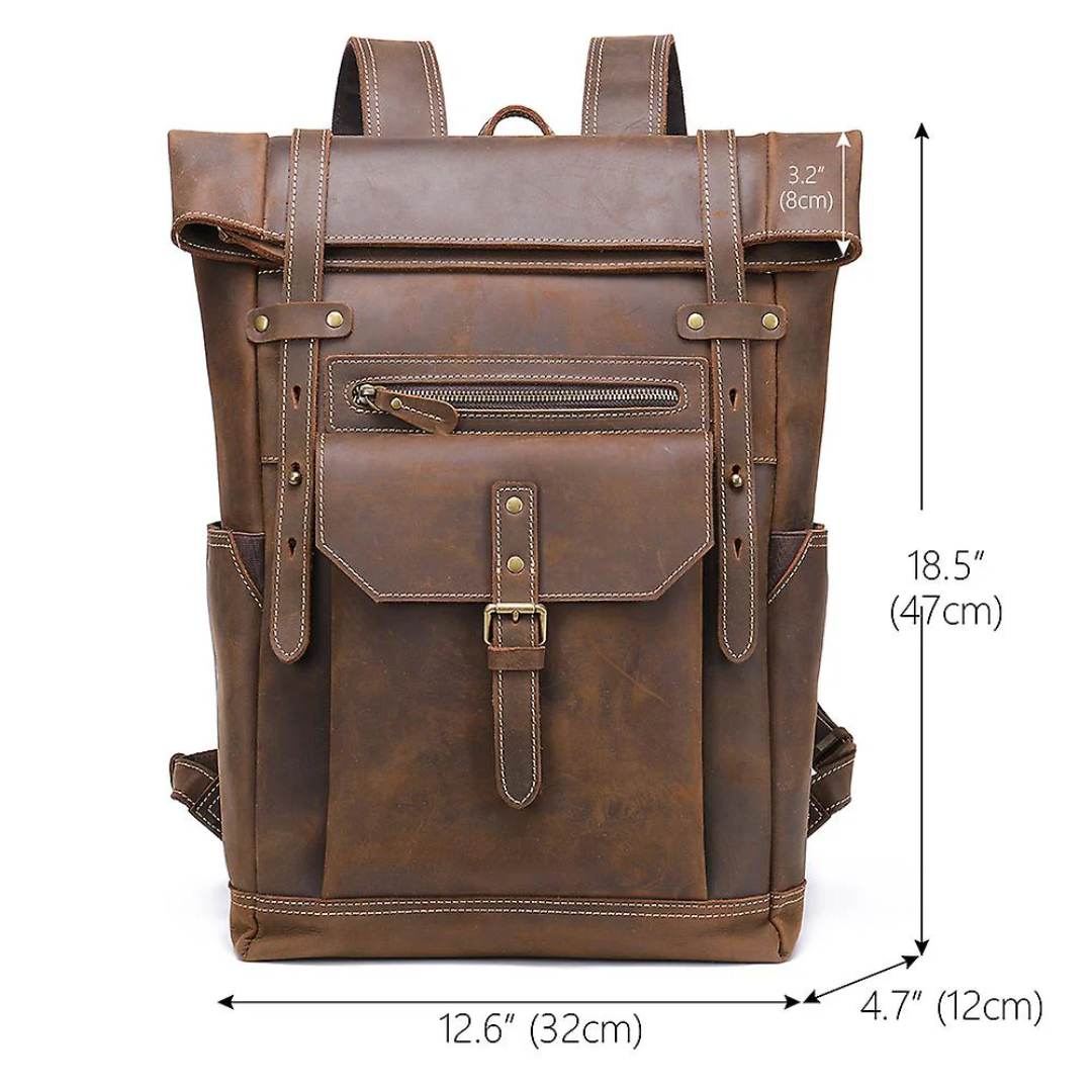 Stephen Roll-Top Leather Backpack