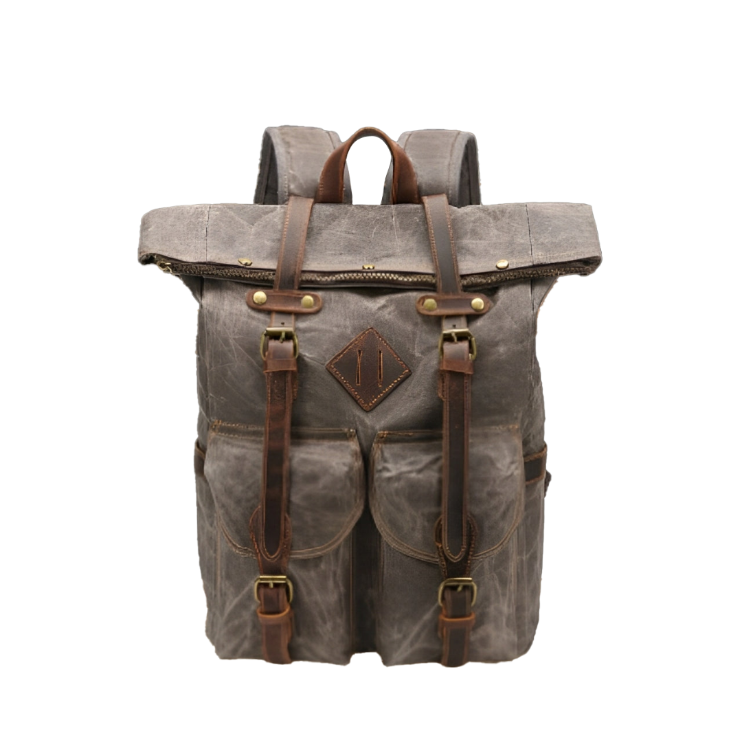 Edril Tall Roll-Top Canvas Backpack