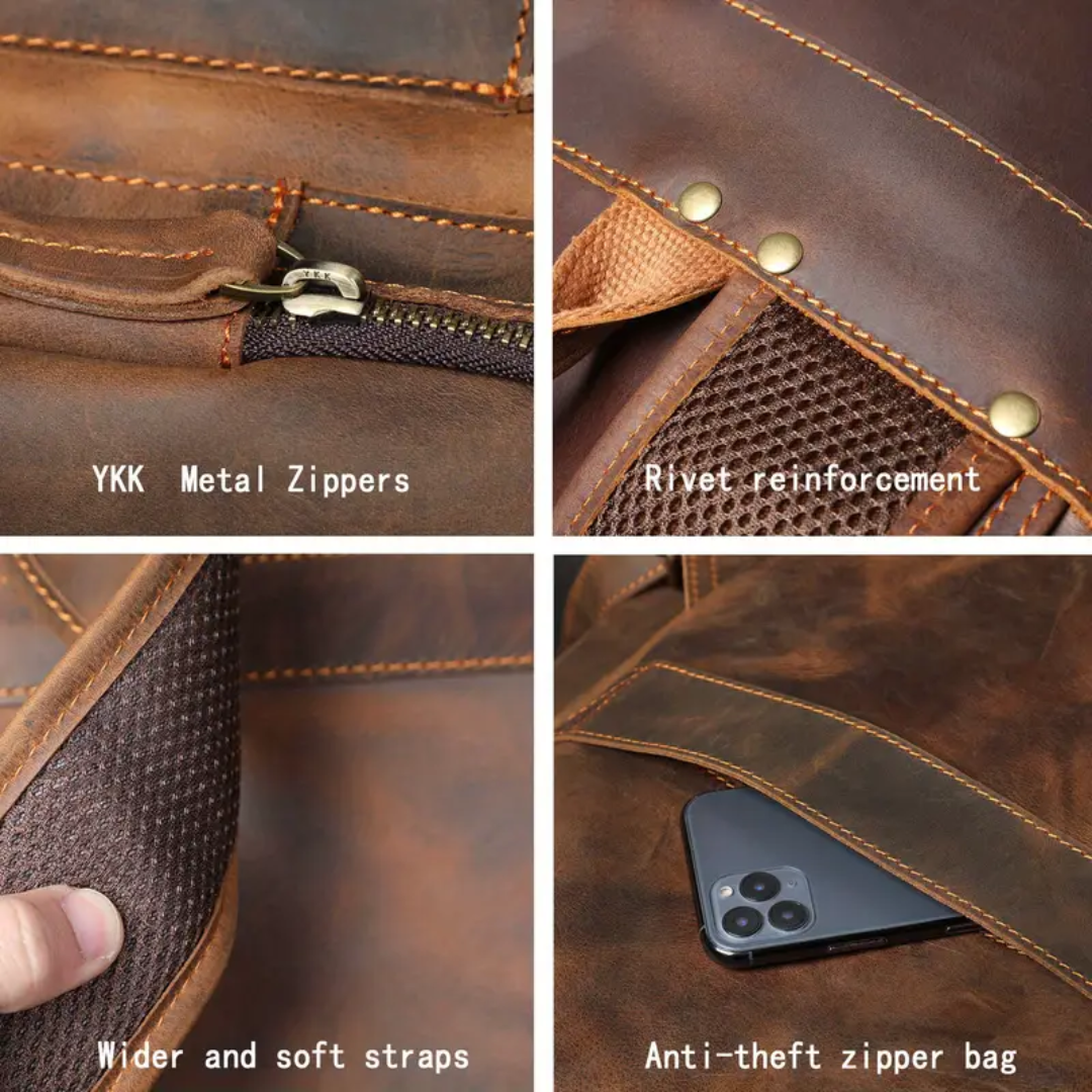 Ellison Front Pocket Leather Backpack