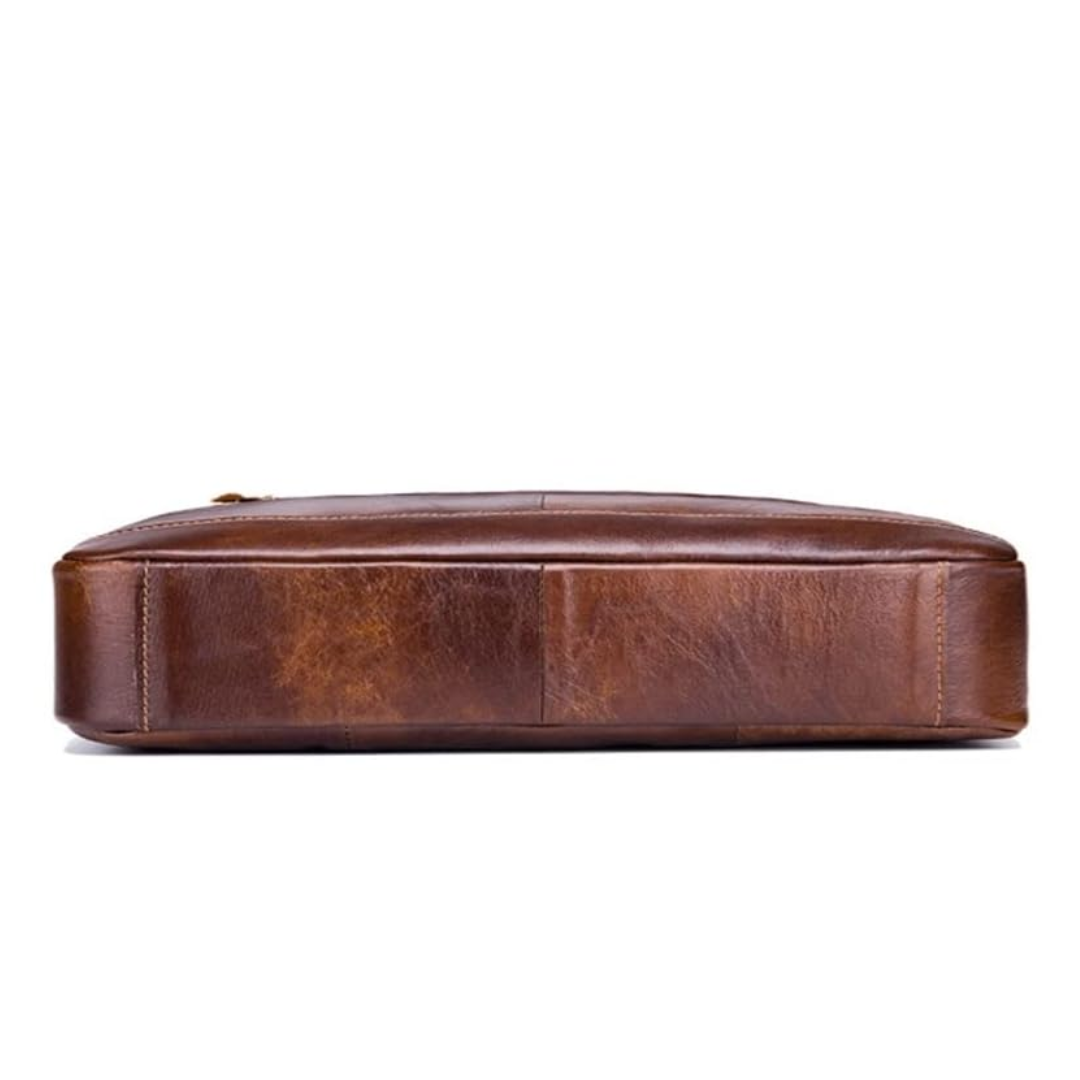 Anthony Front Zip Leather Briefcase