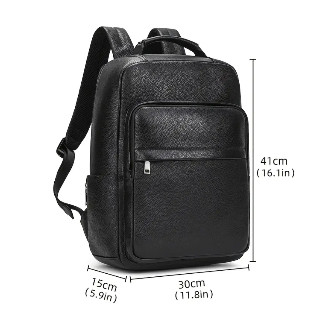 Everett Zip Leather Laptop Backpack