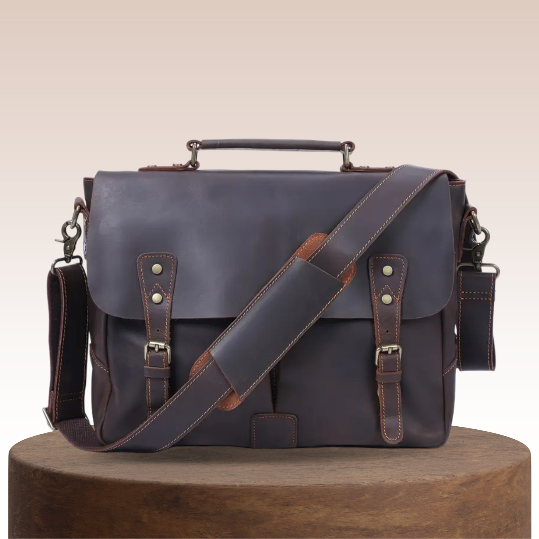 Beau Double Buckle Leather Messenger