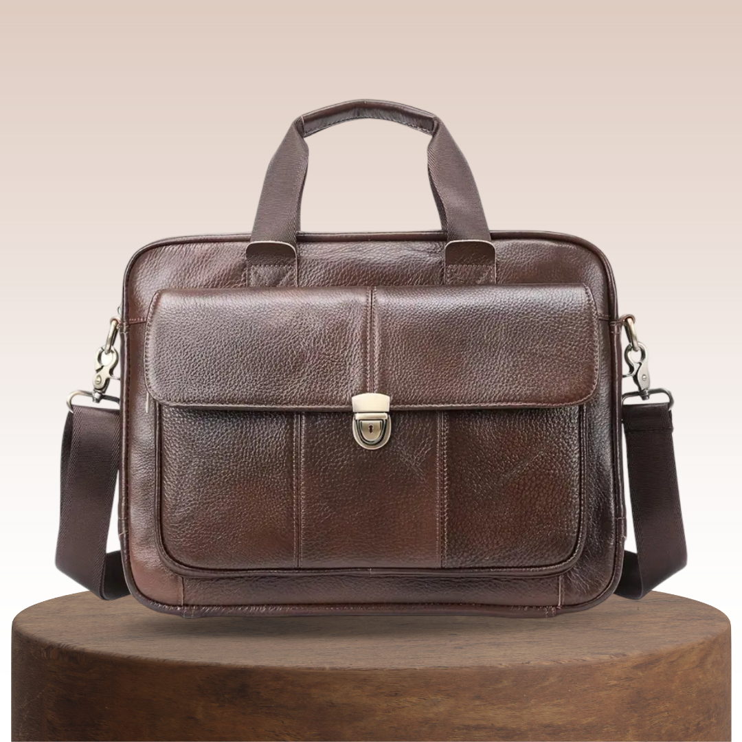 Wyatt Lock-Flap Leather Briefcase