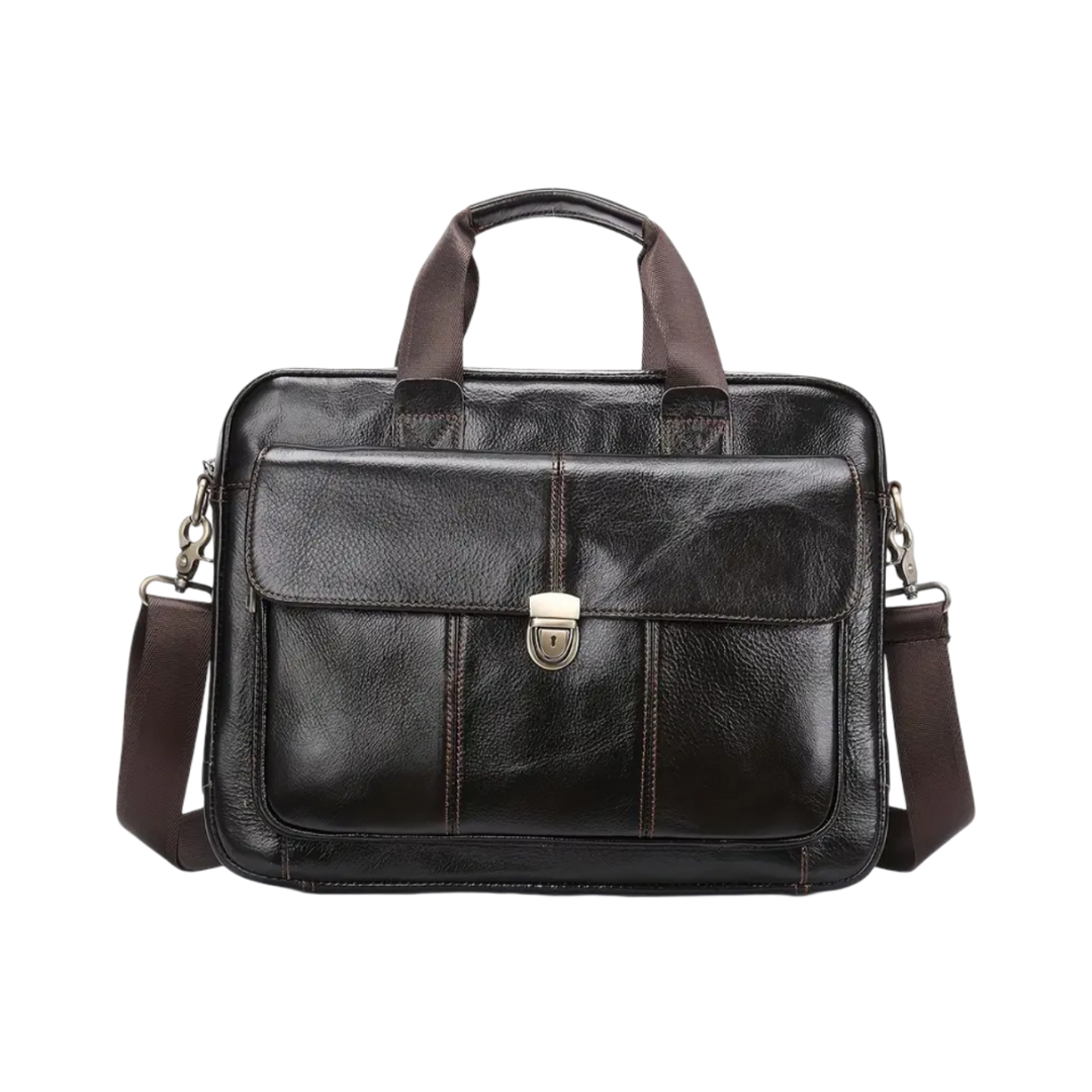 Wyatt Lock-Flap Leather Briefcase