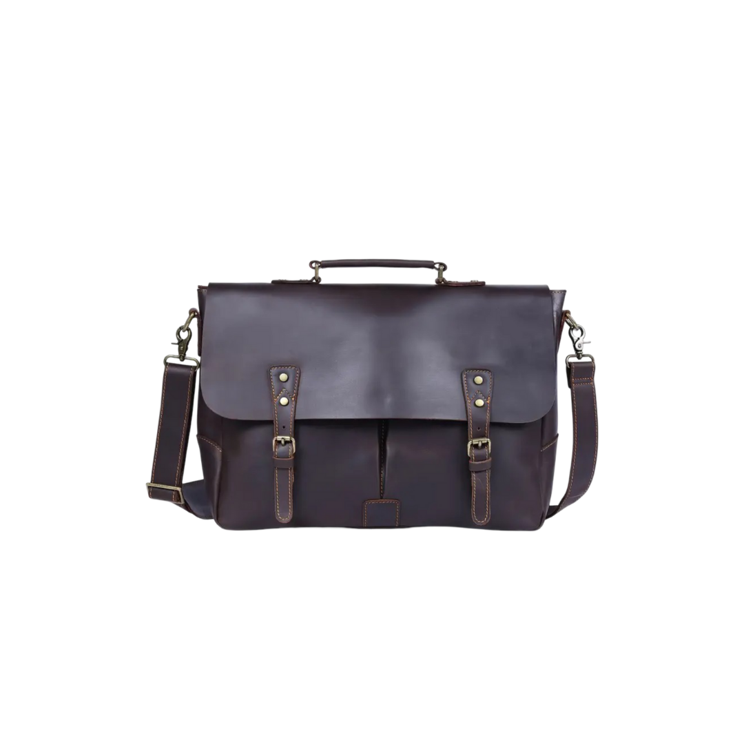 Beau Double Buckle Leather Messenger