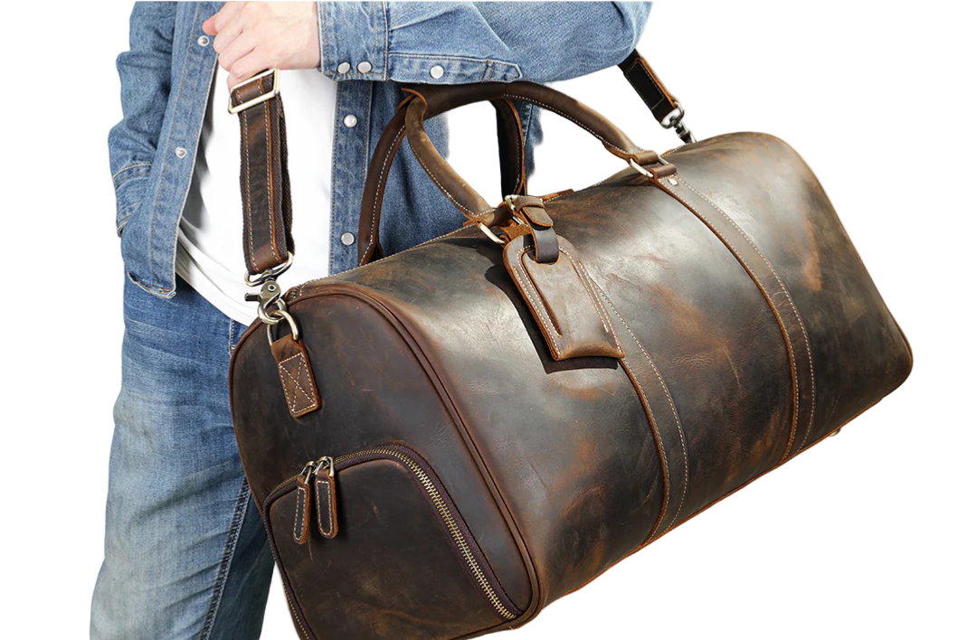 Rhett Zip-Top Travel Leather Duffel