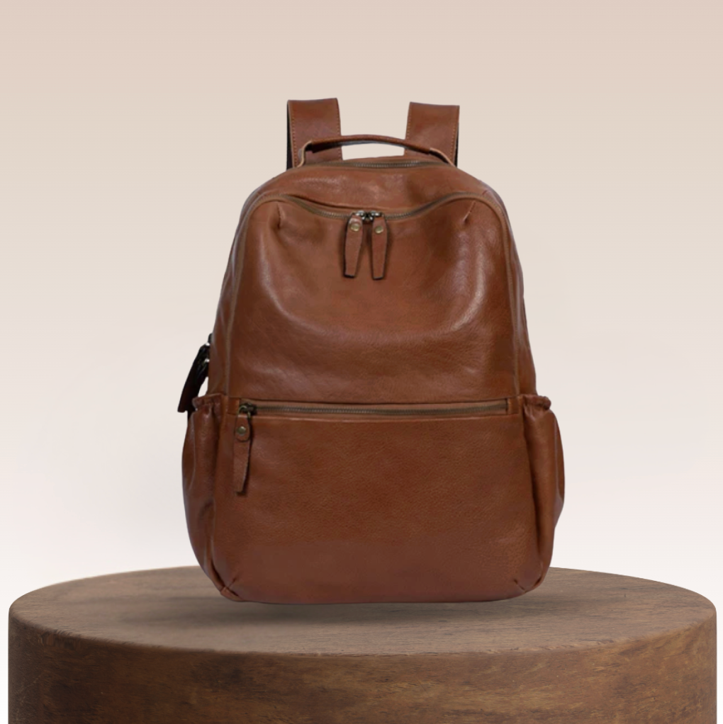 Marshall Front-Zip Leather Daypack