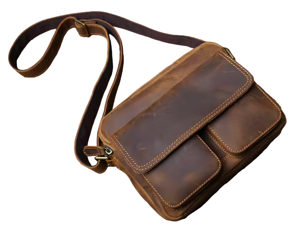 Milton Twin-Pouch Leather Crossbody