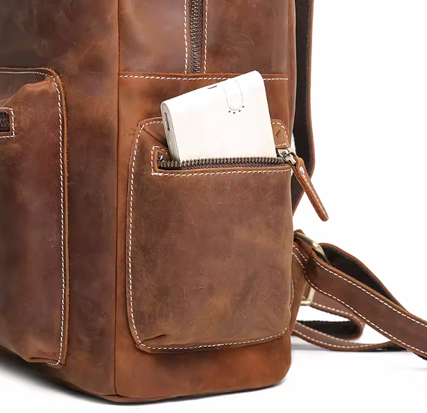 Redorf Twin-Pocket Leather Backpack