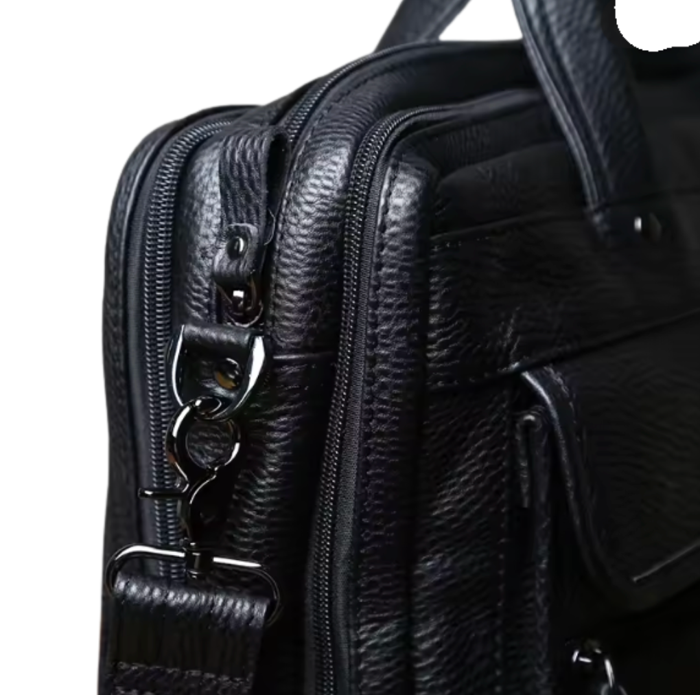 Ellington Triple-Compartment Leather Briefcase