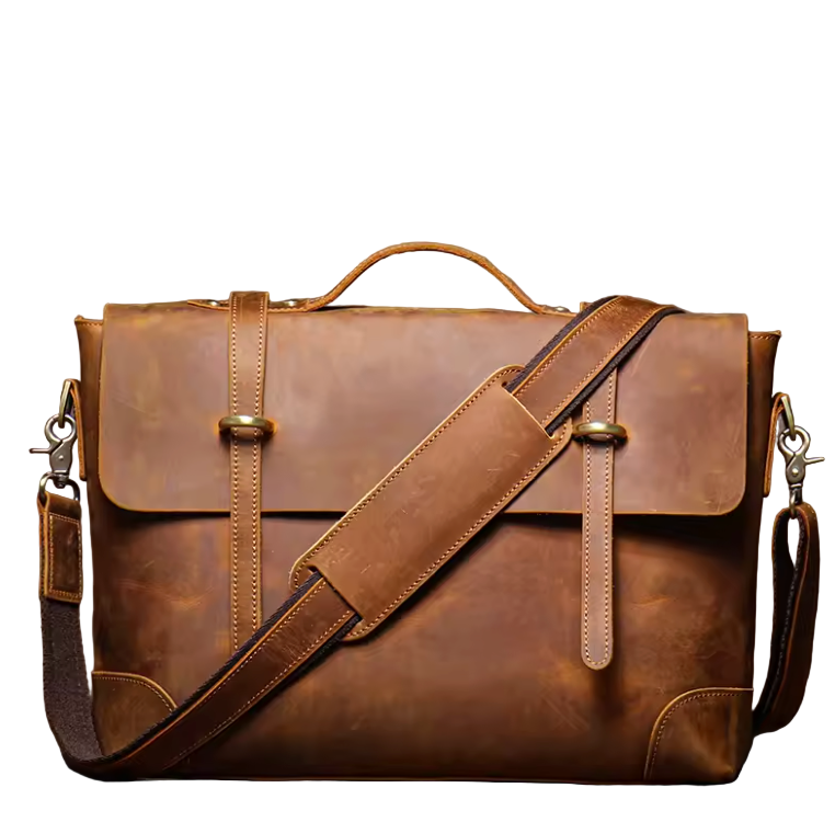Ashford Twin-Buckle Leather Briefcase