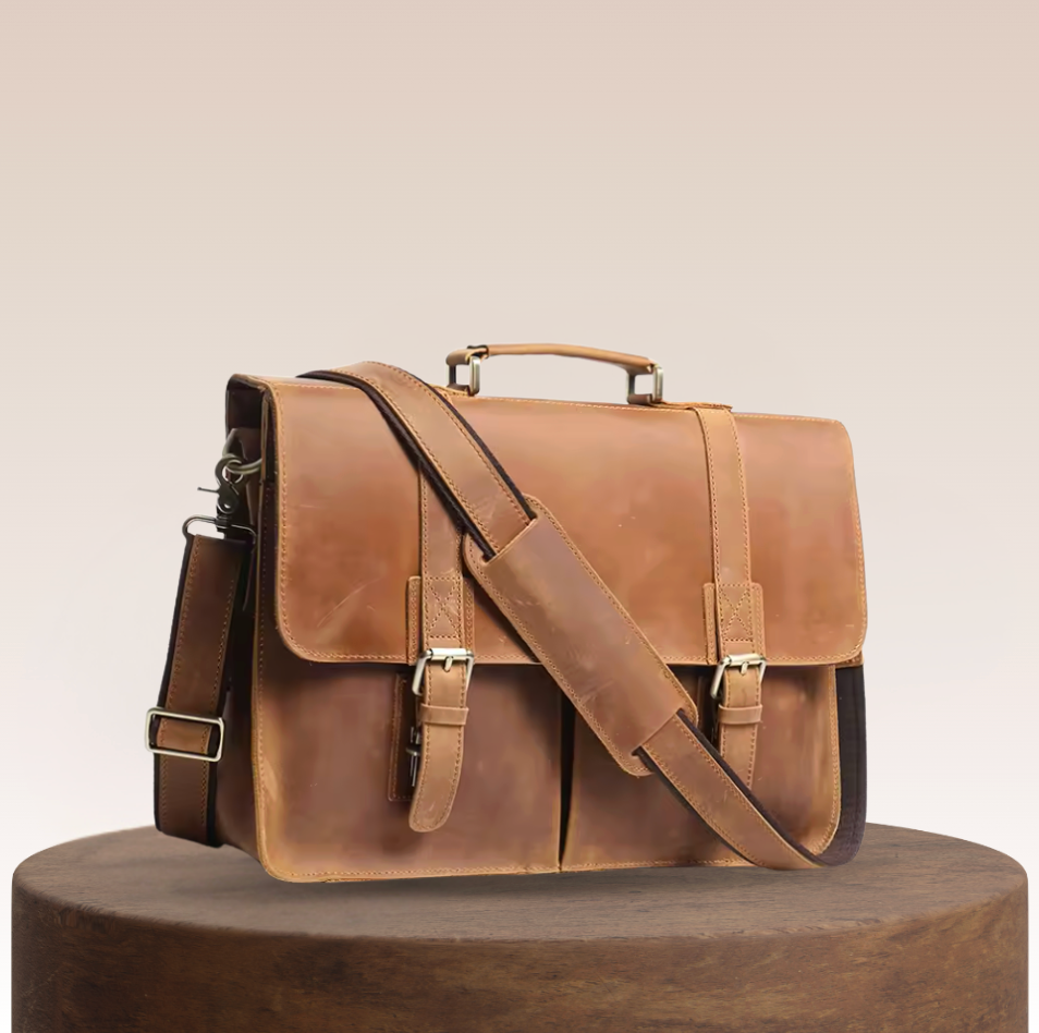 Fletcher Buckle-Flap Leather Messenger