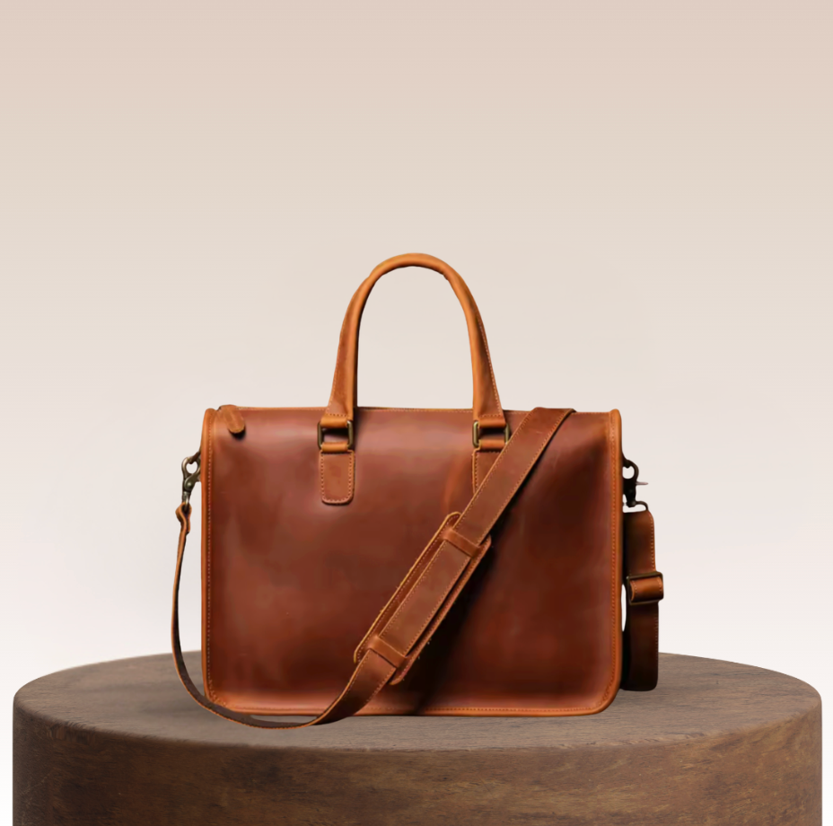 Halston Structured Leather Briefcase