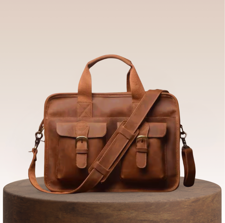 Grayson Twin-Pocket Leather Briefcase