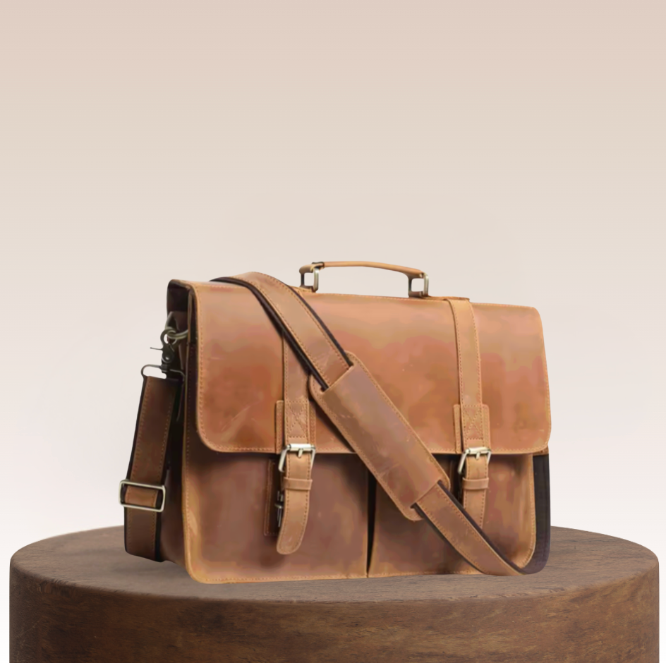 Fletcher Buckle-Flap Leather Messenger