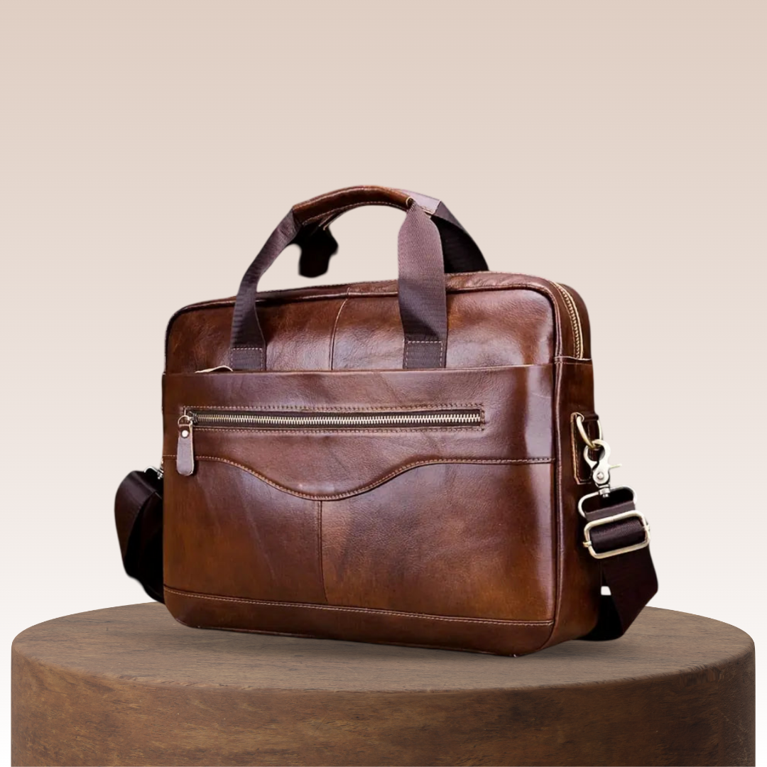 Anthony Front Zip Leather Briefcase