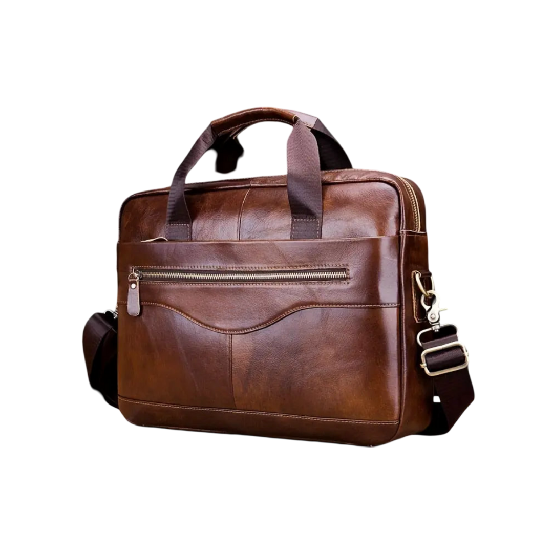 Anthony Front Zip Leather Briefcase