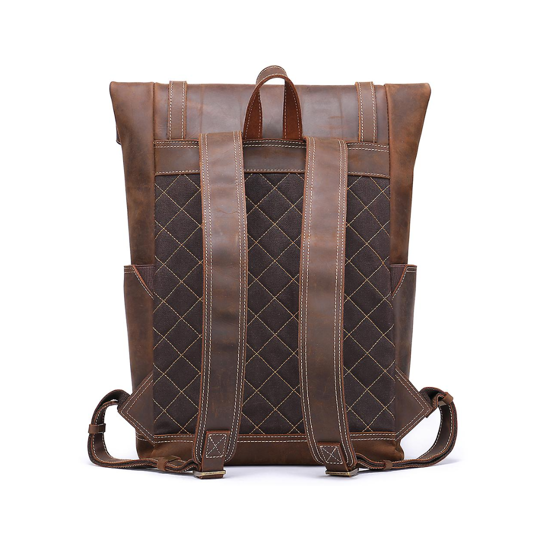 Stephen Roll-Top Leather Backpack
