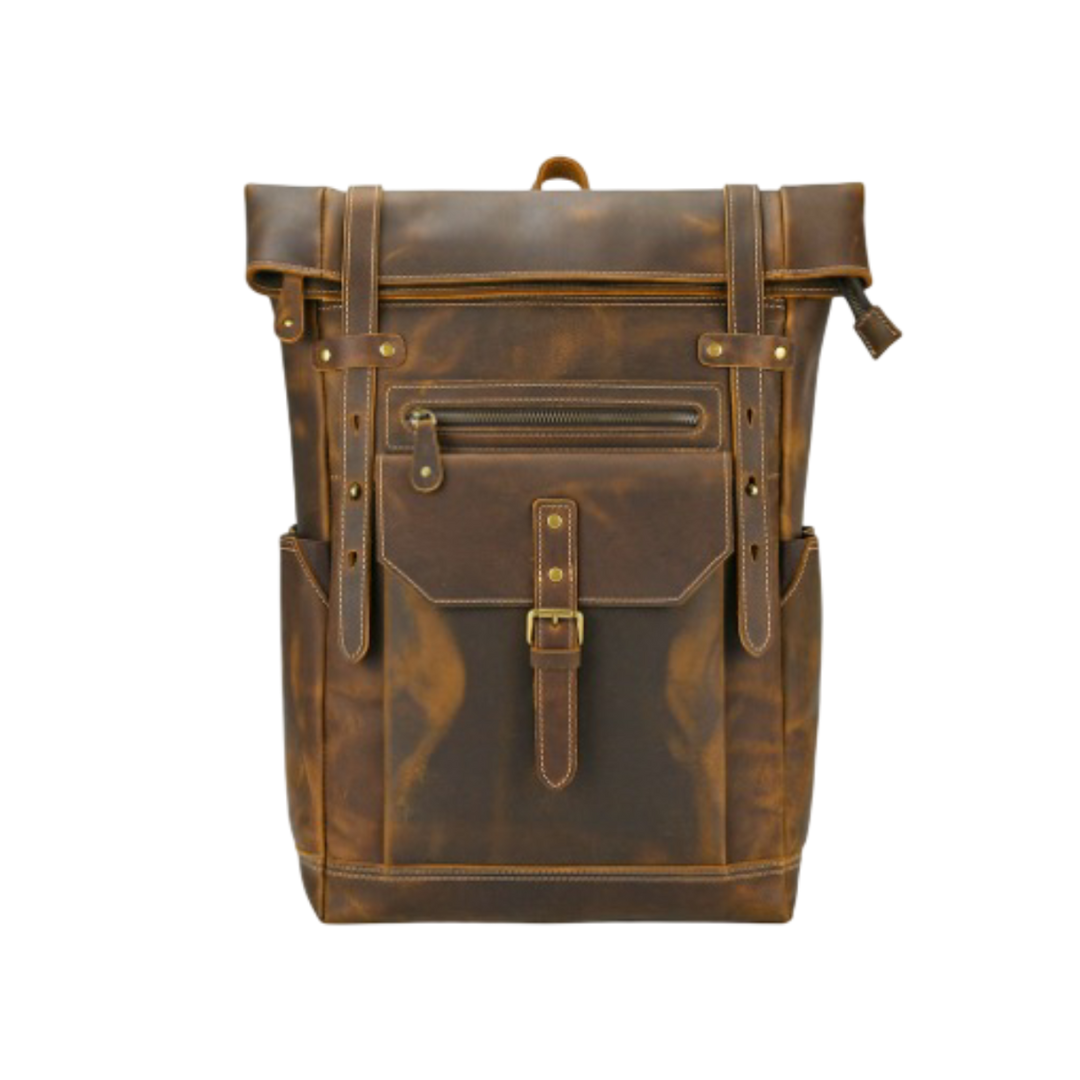 Stephen Roll-Top Leather Backpack