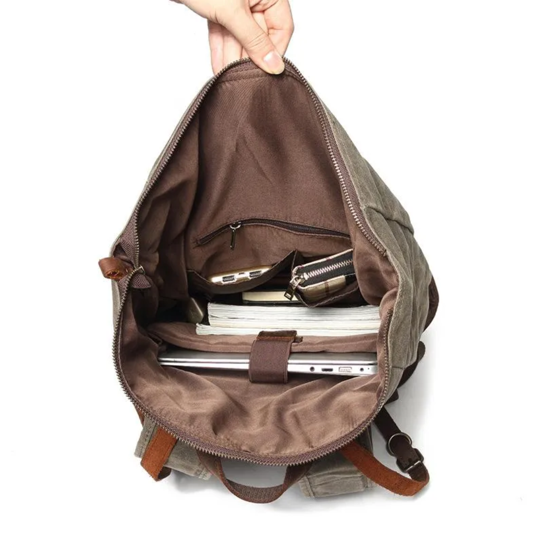 Edril Tall Roll-Top Canvas Backpack