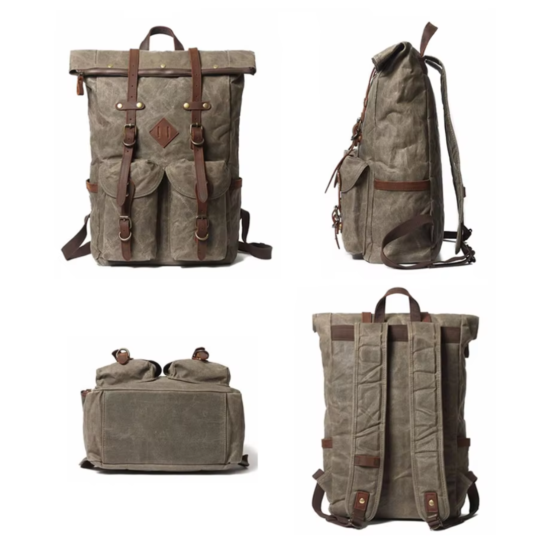 Edril Tall Roll-Top Canvas Backpack