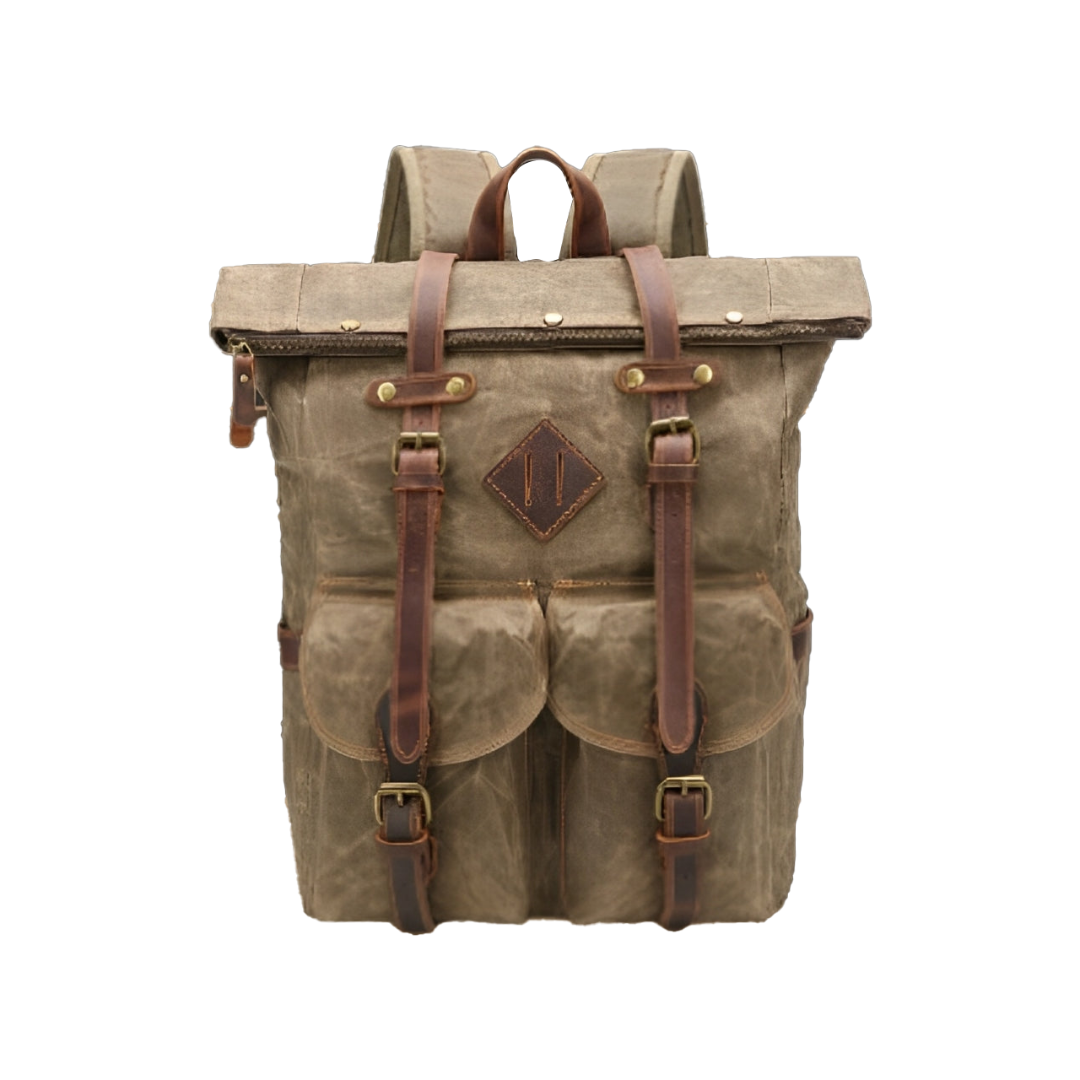 Edril Tall Roll-Top Canvas Backpack