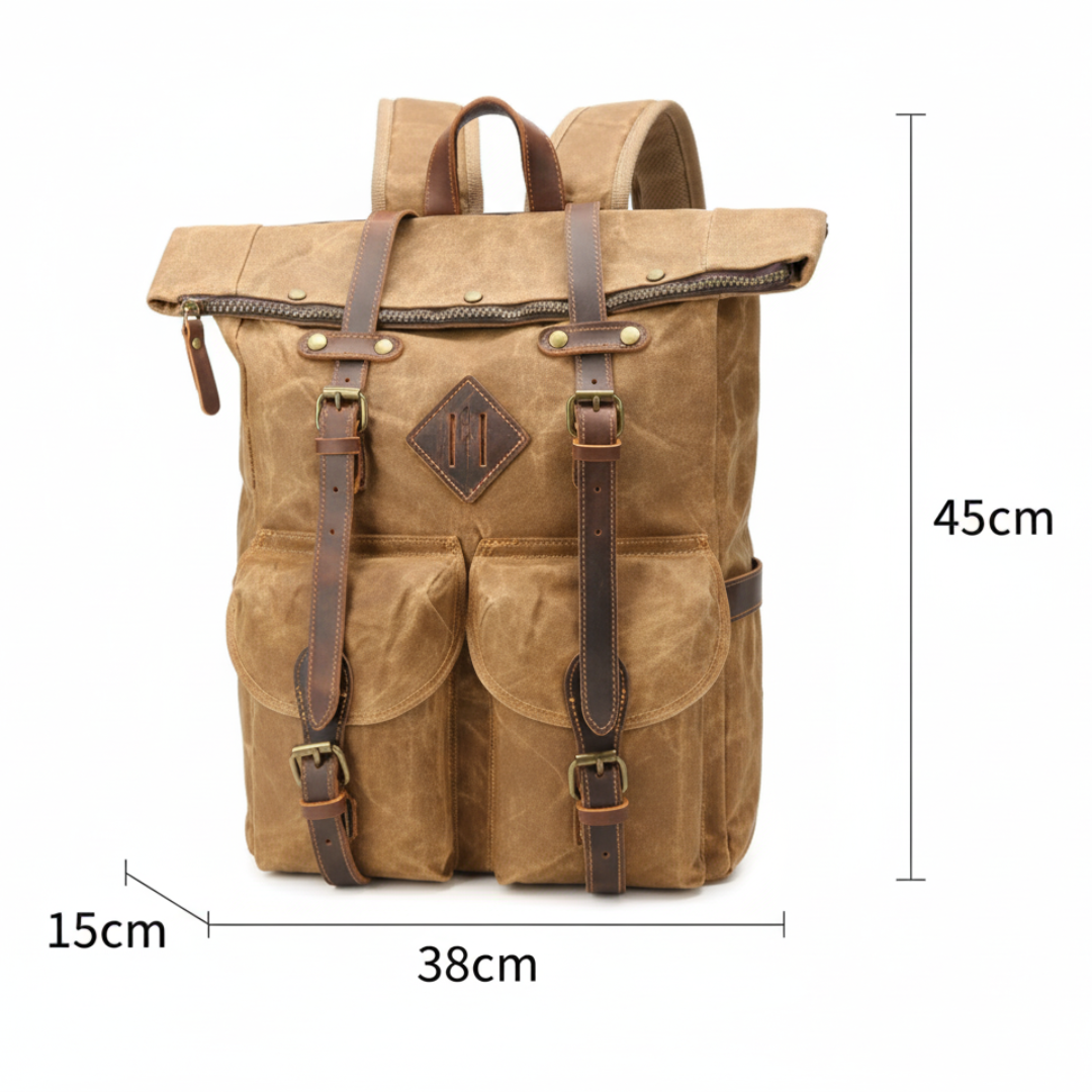 Edril Tall Roll-Top Canvas Backpack