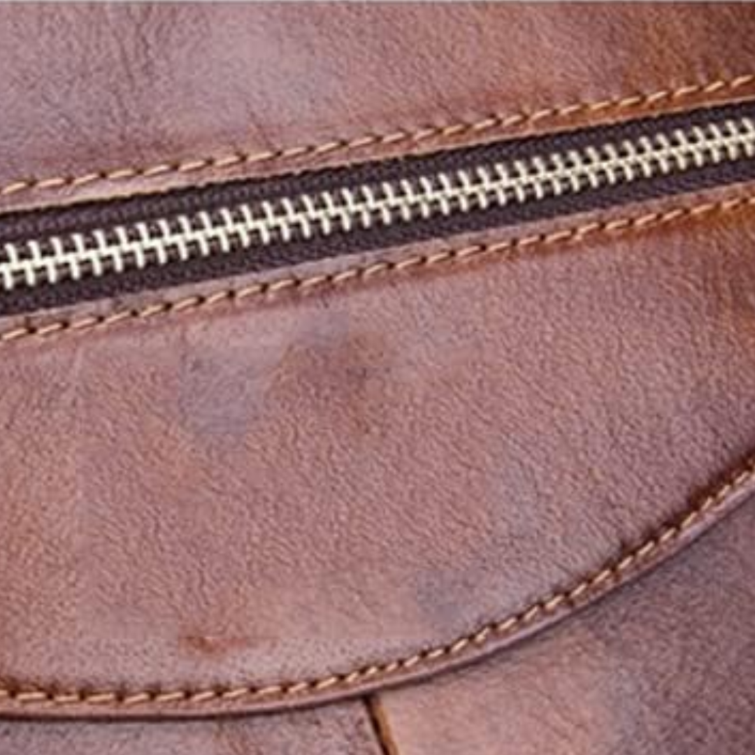 Anthony Front Zip Leather Briefcase