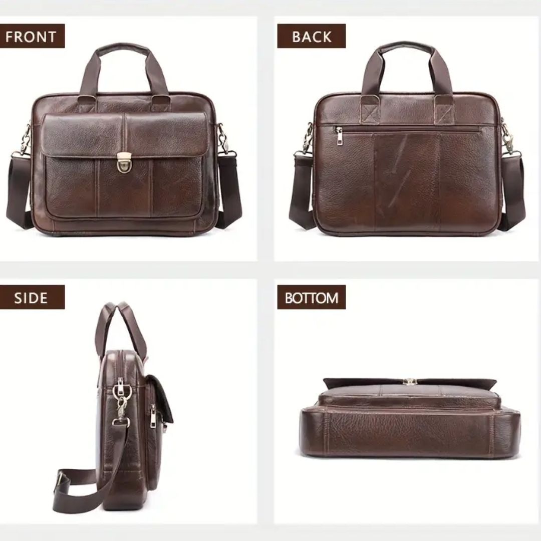Wyatt Lock-Flap Leather Briefcase